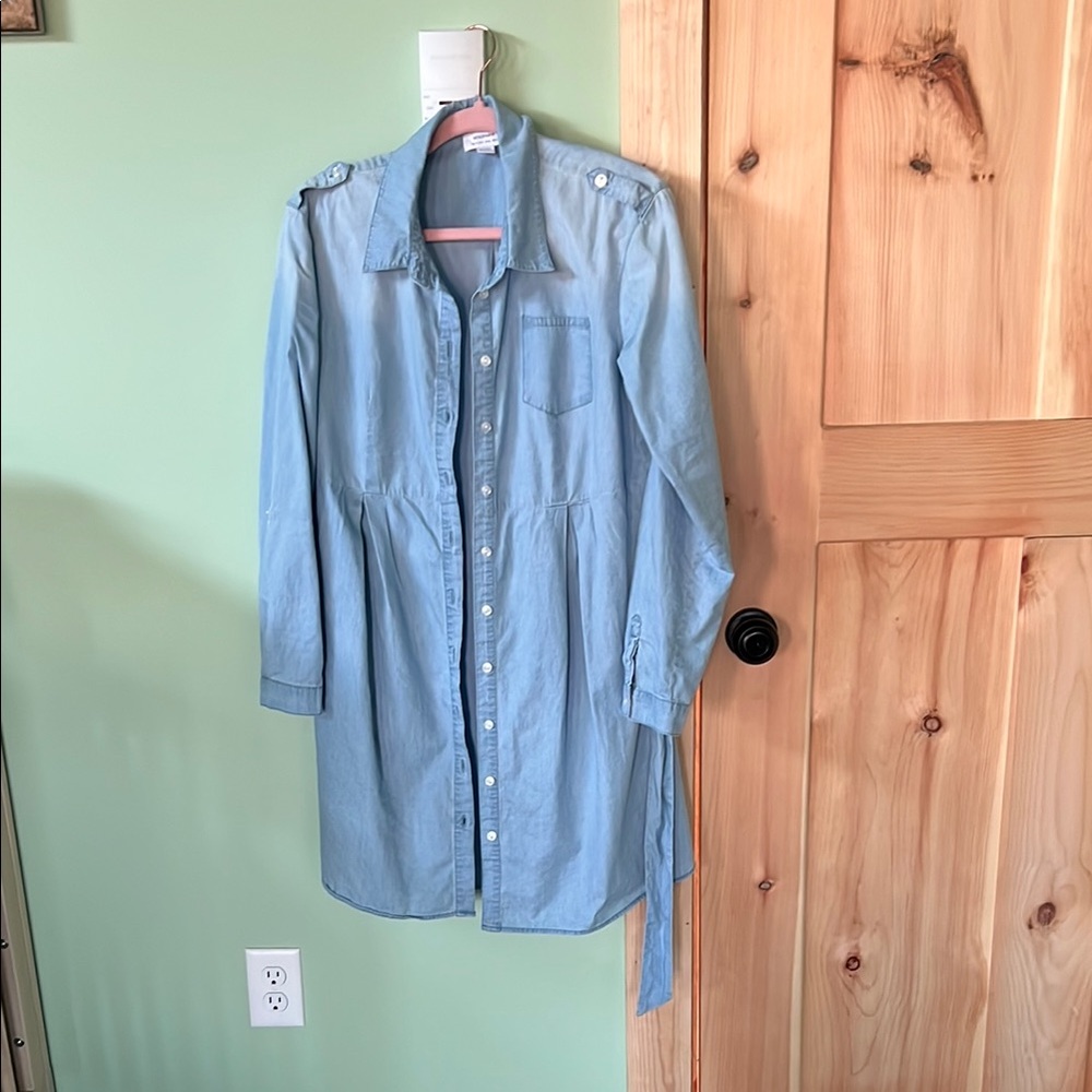 Light Blue Maternity to Nursing Denim Shirt Dress